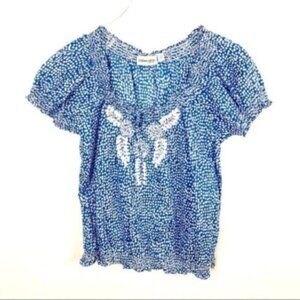 St. John’s Bay | Women's Blue & White Short Sleeve Boho Top Size Large